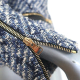 Louis Vuitton Monogram Tweed Biker Jacket Blue/White Cotton-Blend Size 38