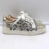 Christian Louboutin Vieira Spike Sneakers Gold Metallic Leopard Print Size 37.5