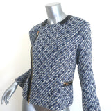 Louis Vuitton Monogram Tweed Biker Jacket Blue/White Cotton-Blend Size 38
