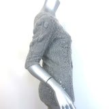 Oscar de la Renta Crochet Cable Knit Top Gray Cashmere-Silk Size Medium
