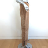 Christian Dior High Waisted Suede Pants Beige Size US 8