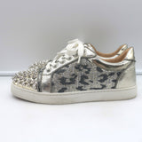 Christian Louboutin Vieira Spike Sneakers Gold Metallic Leopard Print Size 37.5