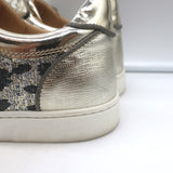 Christian Louboutin Vieira Spike Sneakers Gold Metallic Leopard Print Size 37.5