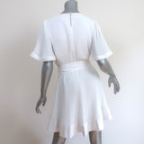 Milly Lumi Short Sleeve Mini Dress White Pleated Crepe Size 10