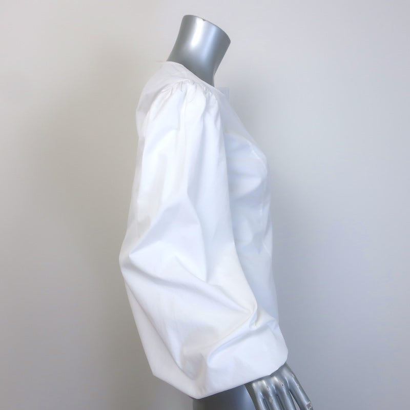 Calvin Klein 205W39NYC Balloon Sleeve Blouse White Cotton Poplin Size 8