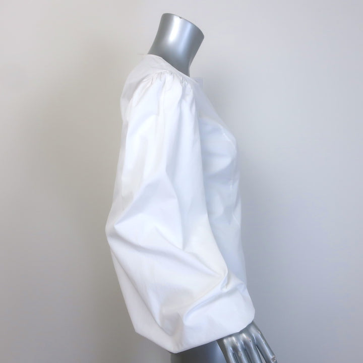 Calvin Klein 205W39NYC Balloon Sleeve Blouse White Cotton Poplin Size 8
