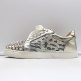 Christian Louboutin Vieira Spike Sneakers Gold Metallic Leopard Print Size 37.5