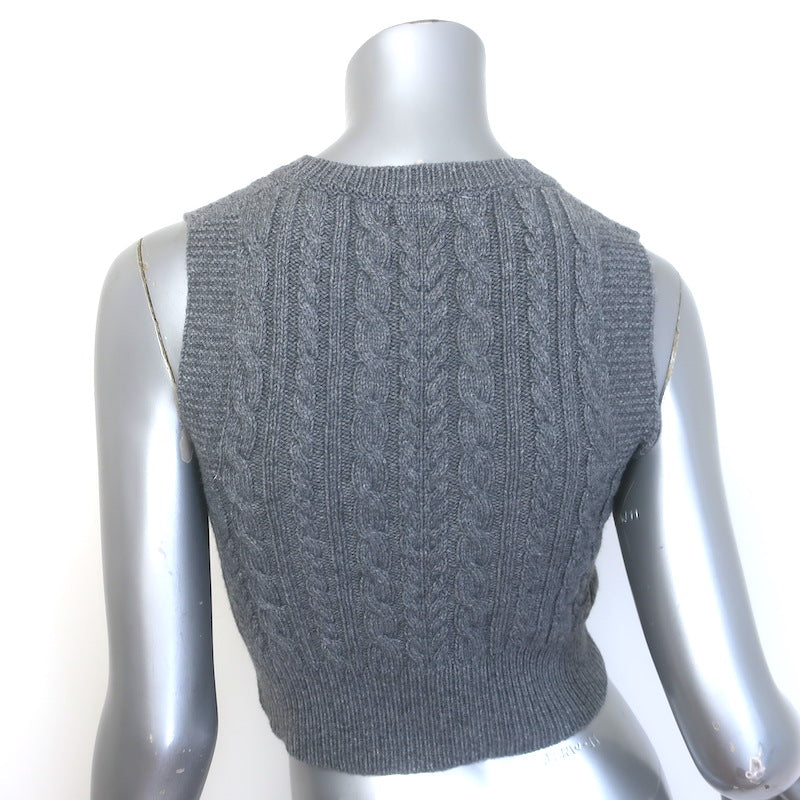 Des_Phemmes Crystal-Embellished Cable Knit Sweater Vest Gray Size Extra Small