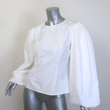 Calvin Klein 205W39NYC Balloon Sleeve Blouse White Cotton Poplin Size 8