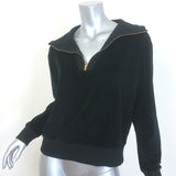 Nili Lotan Bentley Velour Quarter Zip Sweatshirt Black Size Small NEW