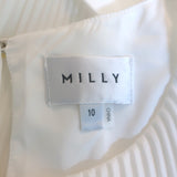 Milly Lumi Short Sleeve Mini Dress White Pleated Crepe Size 10