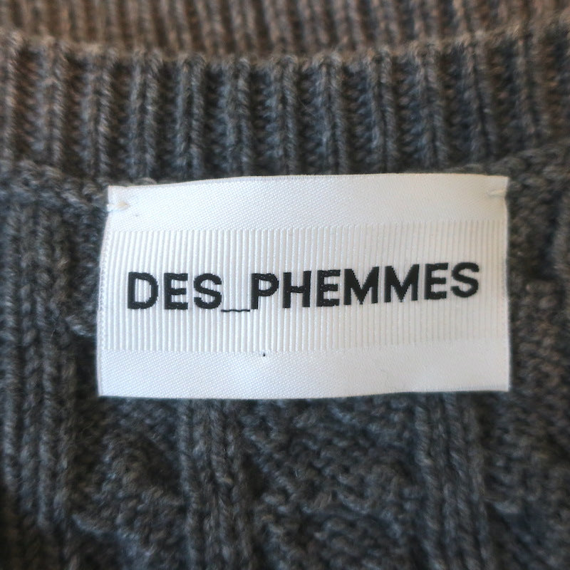 Des_Phemmes Crystal-Embellished Cable Knit Sweater Vest Gray Size Extra Small