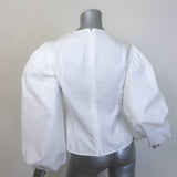 Calvin Klein 205W39NYC Balloon Sleeve Blouse White Cotton Poplin Size 8