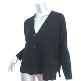 AYR Cardigan Black Extra Fine Merino Wool Size Small V-Neck Sweater