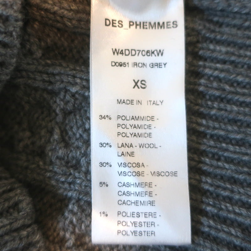 Des_Phemmes Crystal-Embellished Cable Knit Sweater Vest Gray Size Extra Small