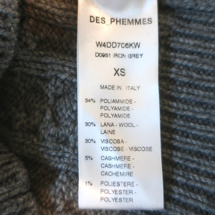 Des_Phemmes Crystal-Embellished Cable Knit Sweater Vest Gray Size Extra Small