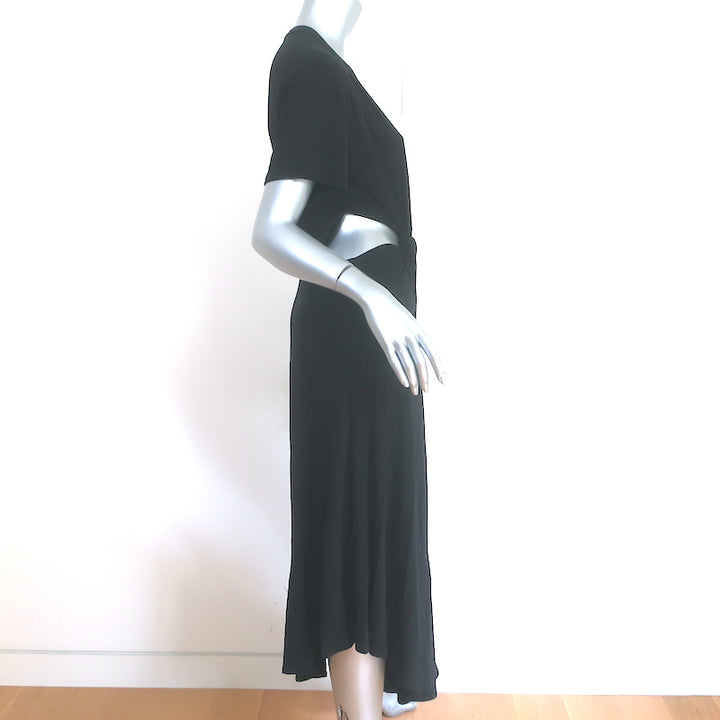 A.L.C. Bridget Twisted Cut-Out Midi Dress Black Stretch Jersey Size Medium