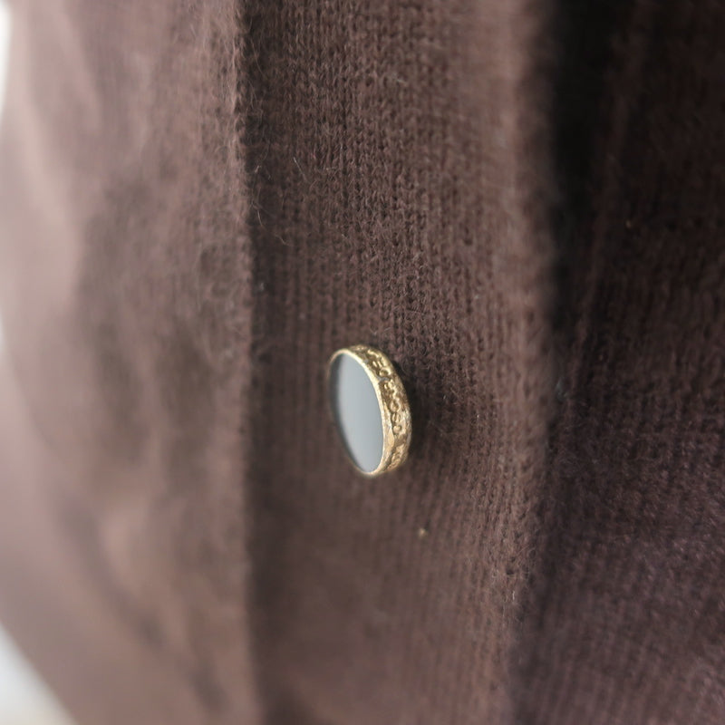 Oscar de la Renta Cropped Cardigan Dark Brown Cashmere-Silk Size Extra Small