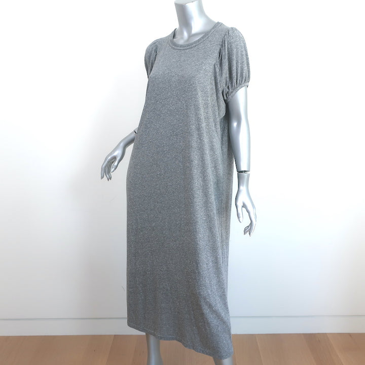 THE GREAT Puff Sleeve T-Shirt Maxi Dress Heather Gray Jersey Size 1