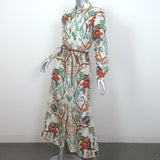 Alberta Ferretti Maxi Shirt Dress Cream/Multi Floral Print Silk Size US 4 NEW