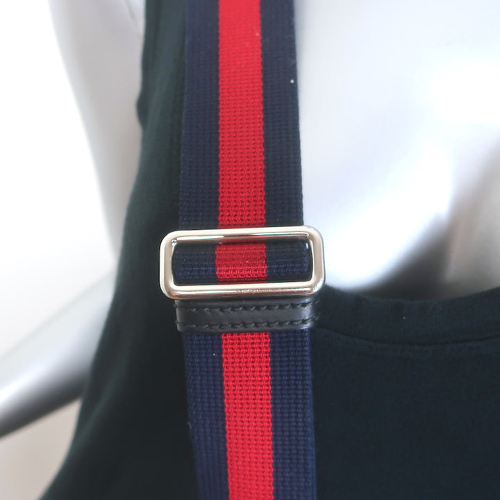 Gucci GG Supreme Small Web-Strap Messenger Bag Black Canvas &amp; Leather