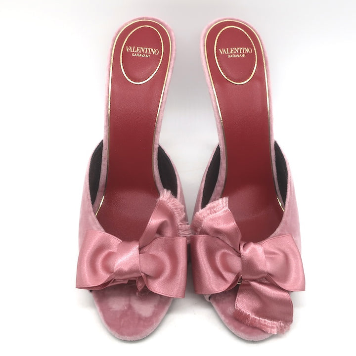 Valentino Marie Velvet Bow Sandals Pink Size 41