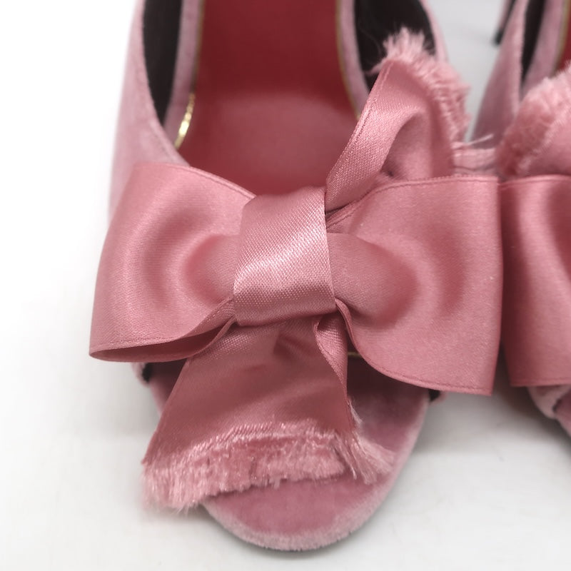 Valentino Marie Velvet Bow Sandals Pink Size 41