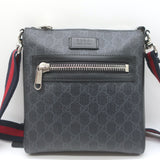 Gucci GG Supreme Small Web-Strap Messenger Bag Black Canvas & Leather