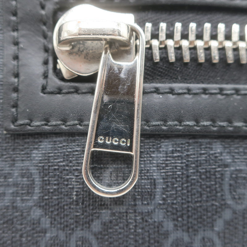 Gucci GG Supreme Small Web-Strap Messenger Bag Black Canvas &amp; Leather