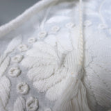 Nili Lotan Tassel-Tie Embroidered Peasant Blouse White Linen Size Extra Small