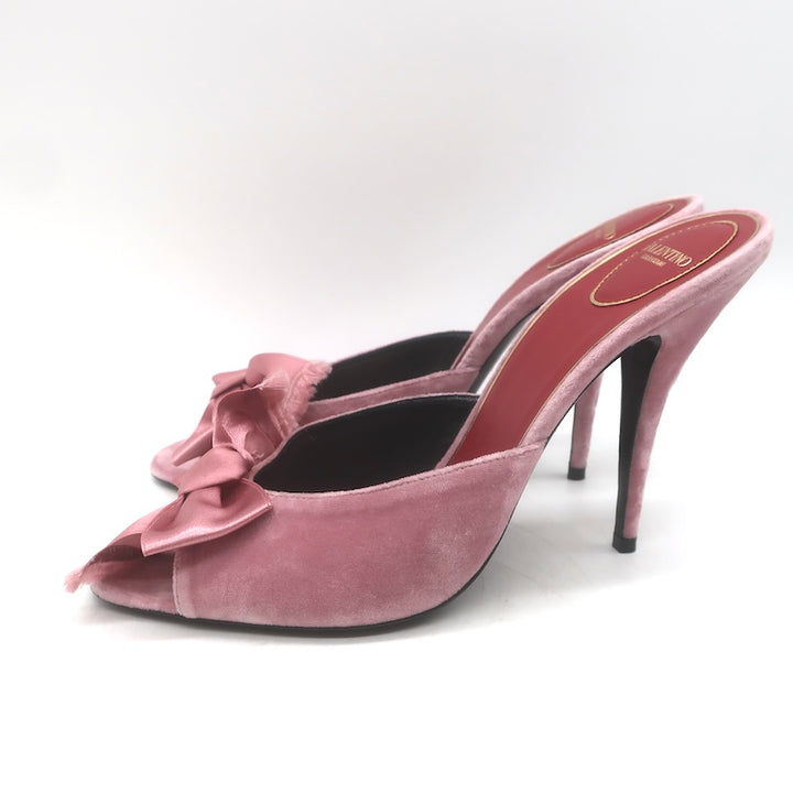 Valentino Marie Velvet Bow Sandals Pink Size 41