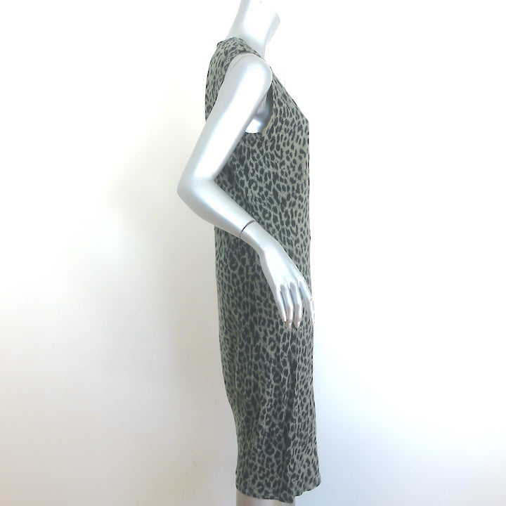 Zimmermann Leopard Print Sleeveless Midi Dress Olive Size 1