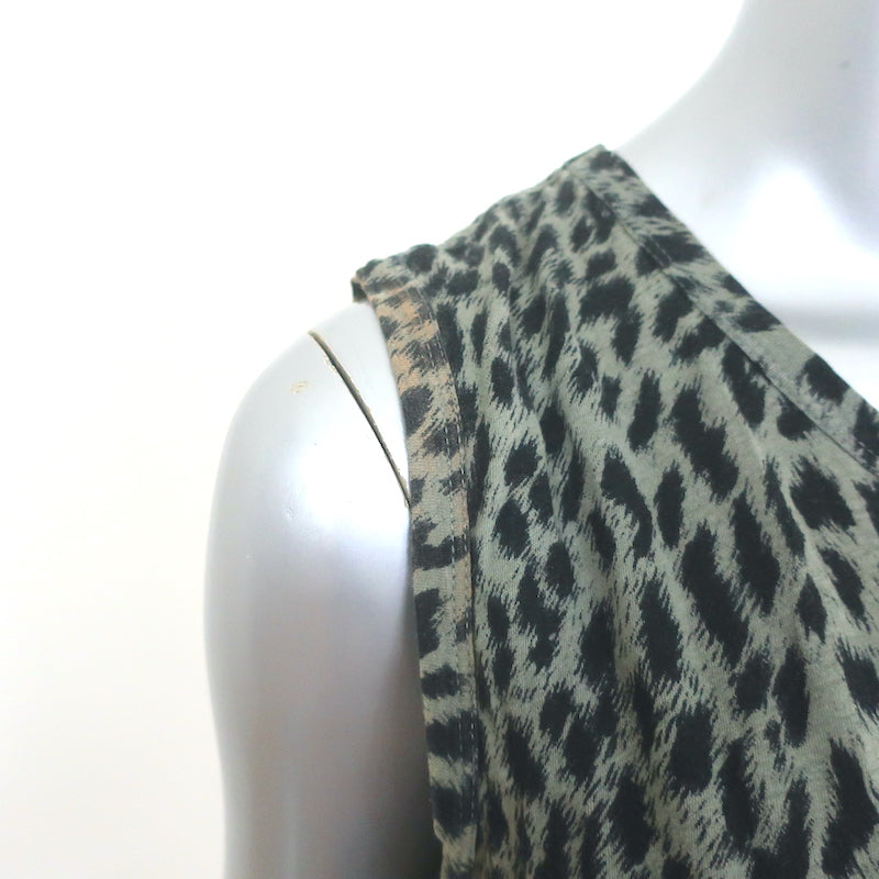 Zimmermann Leopard Print Sleeveless Midi Dress Olive Size 1