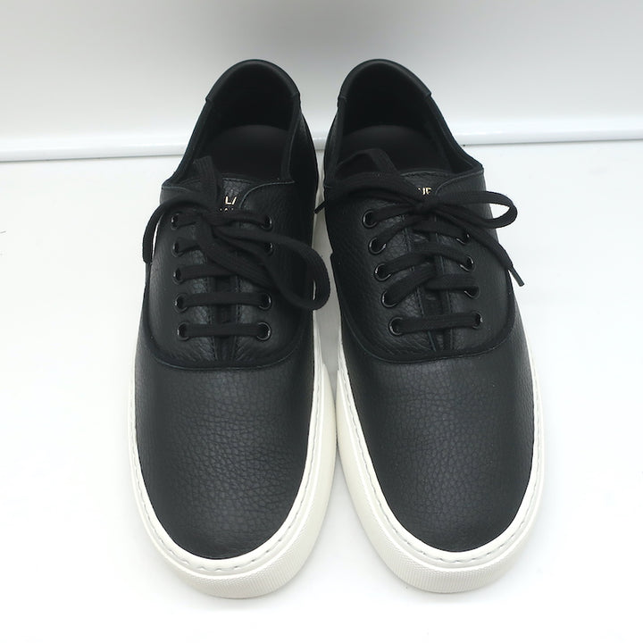 Saint Laurent Venice Low Top Sneakers Black Grained Leather Size 43.5 NEW
