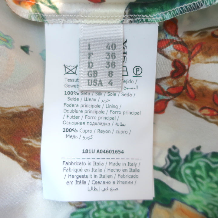 Alberta Ferretti Maxi Shirt Dress Cream/Multi Floral Print Silk Size US 4 NEW