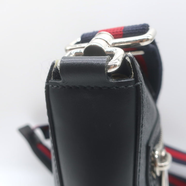 Gucci GG Supreme Small Web-Strap Messenger Bag Black Canvas &amp; Leather