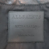 AllSaints Harwood Leather Jacket with Removable Hood Black Size Extra Large