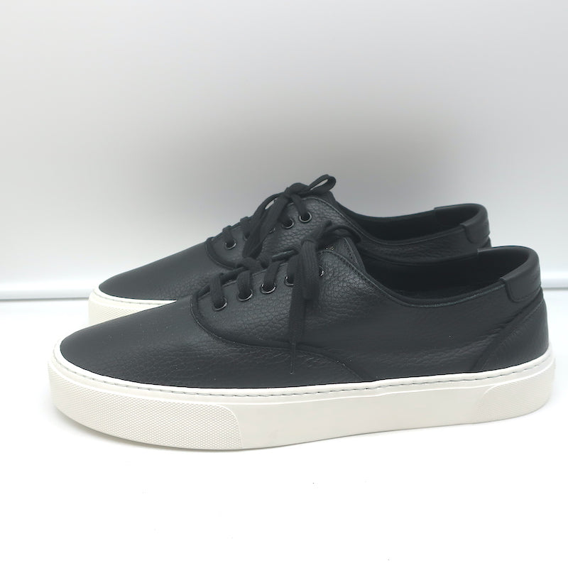 Saint Laurent Venice Low Top Sneakers Black Grained Leather Size 43.5 NEW