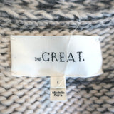 THE GREAT Geo Check Lodge Cardigan Cream/Gray Alpaca-Blend Size 1