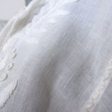 Nili Lotan Tassel-Tie Embroidered Peasant Blouse White Linen Size Extra Small