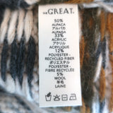 THE GREAT Geo Check Lodge Cardigan Cream/Gray Alpaca-Blend Size 1