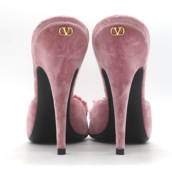 Valentino Marie Velvet Bow Sandals Pink Size 41