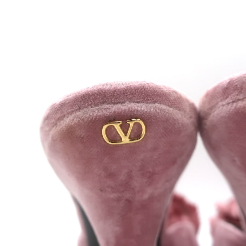 Valentino Marie Velvet Bow Sandals Pink Size 41