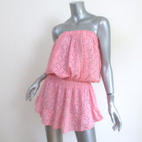 Ramy Brook Hilaria Strapless Cover-Up Mini Dress Pink Cotton Eyelet Size Medium