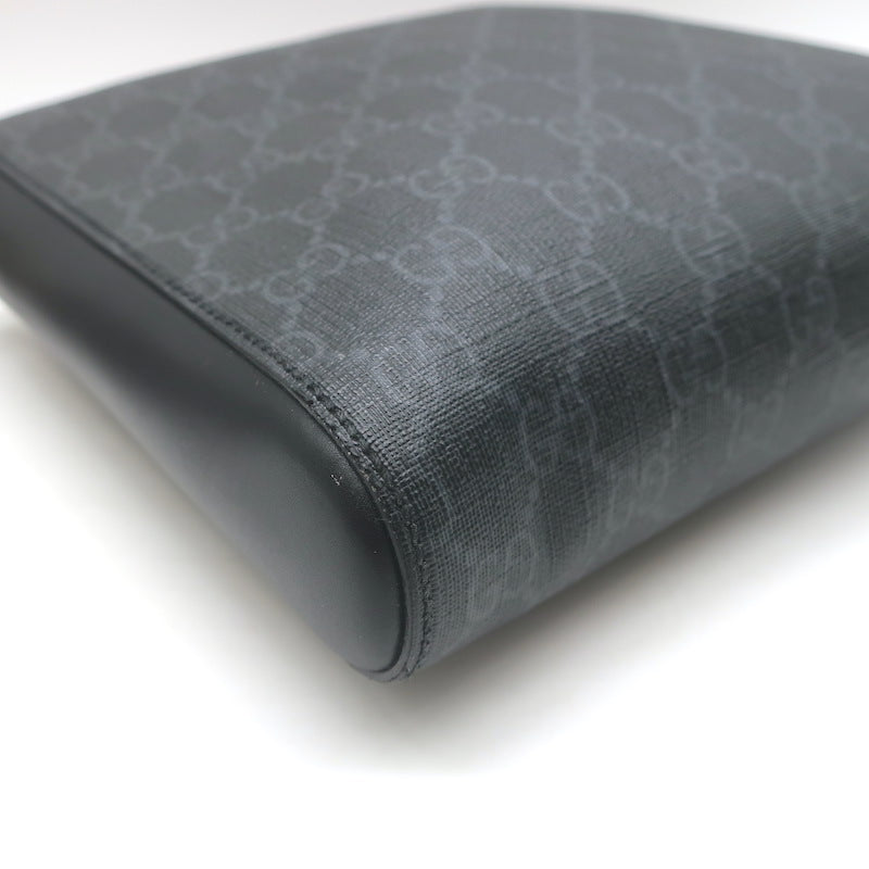 Gucci GG Supreme Small Web-Strap Messenger Bag Black Canvas &amp; Leather