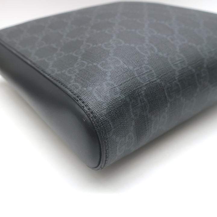Gucci GG Supreme Small Web-Strap Messenger Bag Black Canvas &amp; Leather