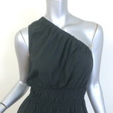 Rails Selani One-Shoulder Midi Dress Black Smocked Cotton Size Extra Small