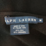 Polo Ralph Lauren Twist-Front Knit Keyhole Top Black Silk-Cashmere Size Medium