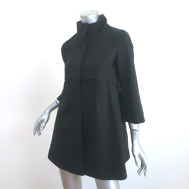 Theory Jacket Loris Craze Black Stretch Knit Size Petite Pleated-Back Coat
