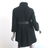 Theory Jacket Loris Craze Black Stretch Knit Size Petite Pleated-Back Coat